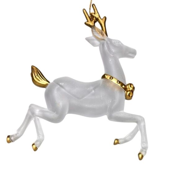 Frosted Acrylic Christmas Tree Ornaments 6 Piece Set Vintage With Gold Detail - Picture 11 of 13